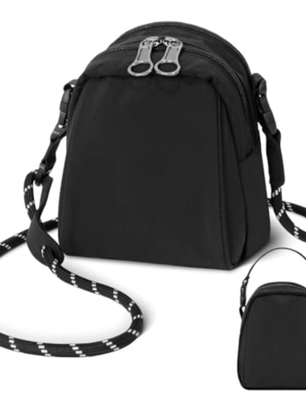 Water Resistant Nylon Crossbody Sling Bag Multi Position Zipper Closure
